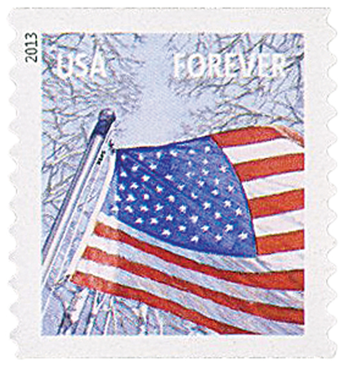 4774 - 2013 First-Class Forever Stamp - A Flag for All Seasons: Winter  (Sennett Security Products, coil) - Mystic Stamp Company